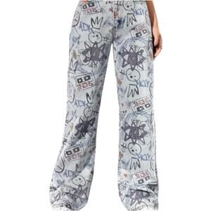 Adika Jeans Graffiti print Baggy fit size XS